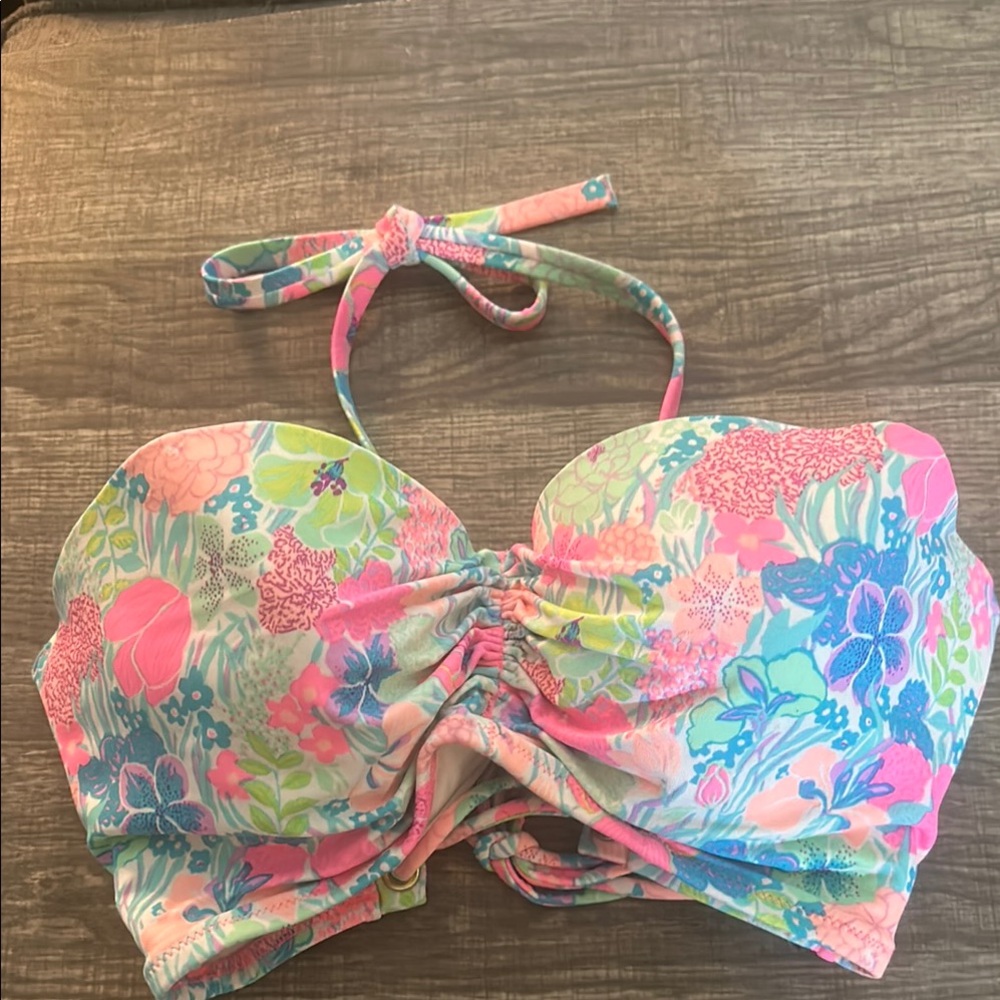 Victoria's Secret Floral Bikini Top - Pink and Blue